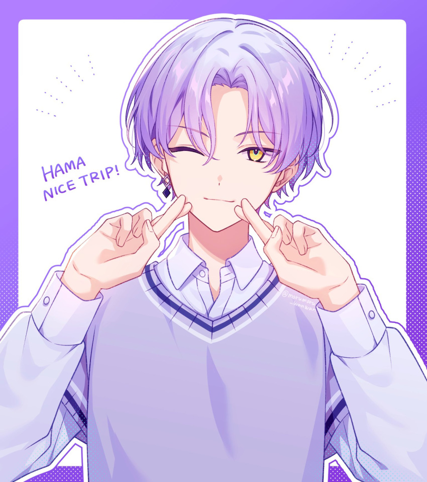 18trip, 1boy, closed_mouth, earrings, hamasaki_momiji, highres, jewelry, long_sleeves