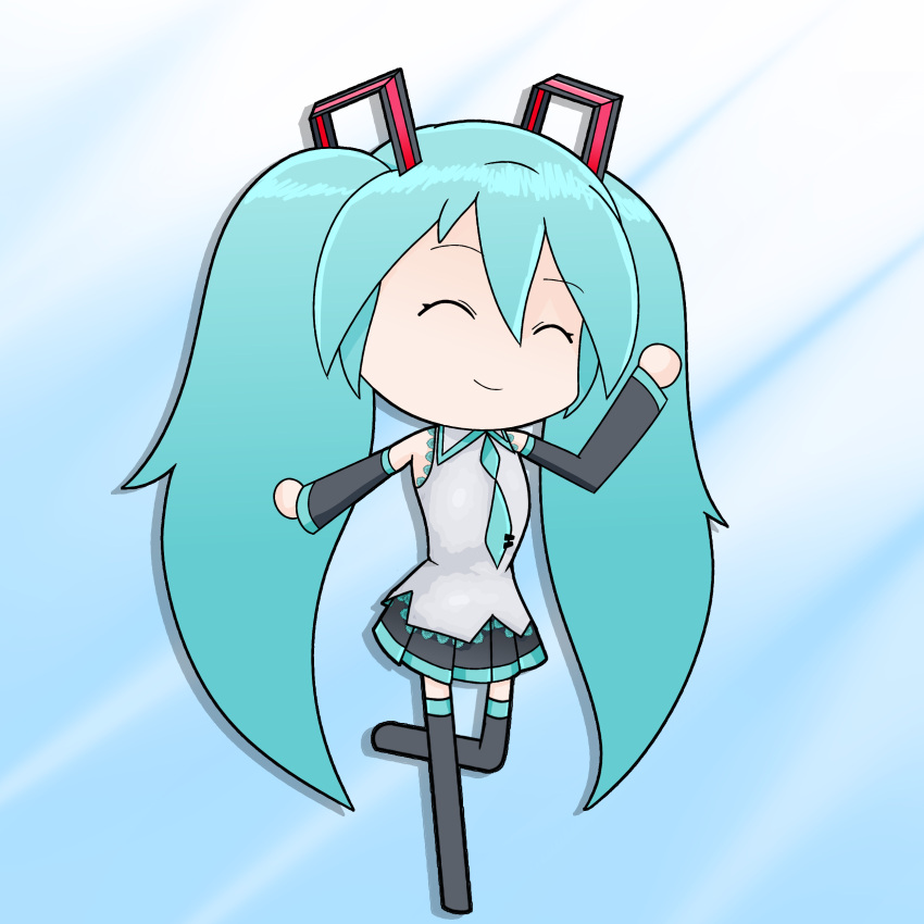 blue_hair, closed_eyes, happy, hatsune_miku, iraqiloid, simple_background, vocaloid