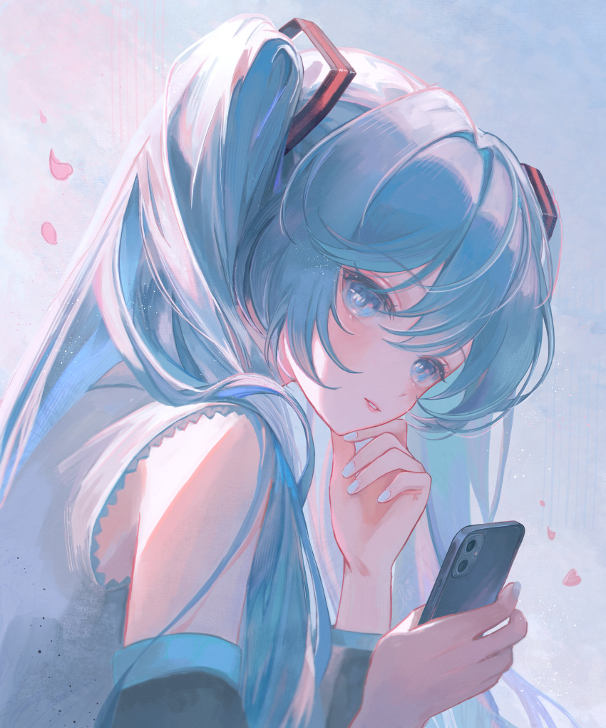 1girl, absurdres, aqua_eyes, aqua_hair, aqua_nails, aqua_trim, backlighting, bare_shoulders