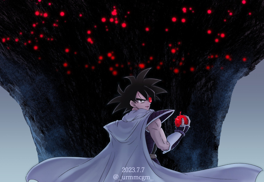 1boy, black_eyes, black_hair, cape, dragon_ball, dragon_ball_z, highres, looking_at_viewer