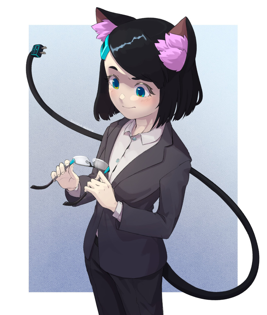 1girl, absurdres, animal_ear_fluff, animal_ears, belt, black_belt, black_hair, black_jacket