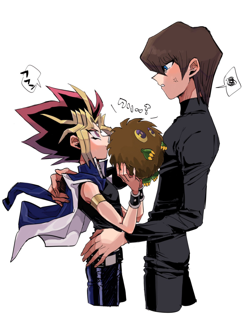 2boys, armlet, belt, blue_eyes, bracelet, highres, jewelry, kaiba_seto