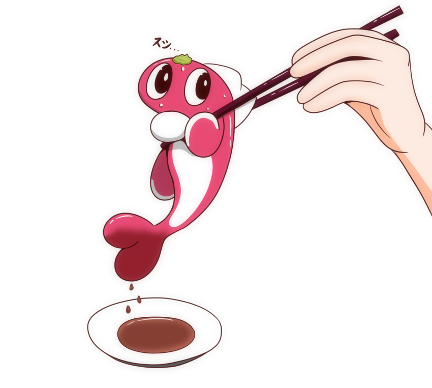 1other, asaka346, bowl, bright_pupils, chopsticks, commentary_request, dripping, fish