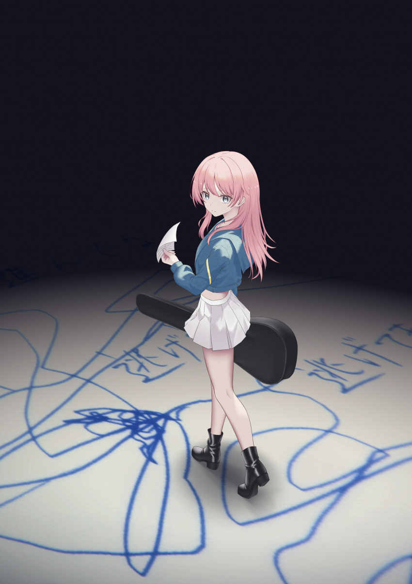 1girl, absurdres, bang_dream!, bang_dream!_it's_mygo!!!!!, black_footwear, blue_jacket, boots, chihaya_anon