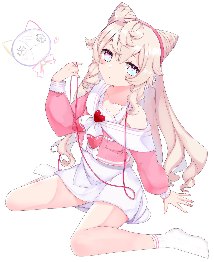 1girl, absurdres, aqua_eyes, blonde_hair, cone_hair_bun, double_bun, expressionless, full_body
