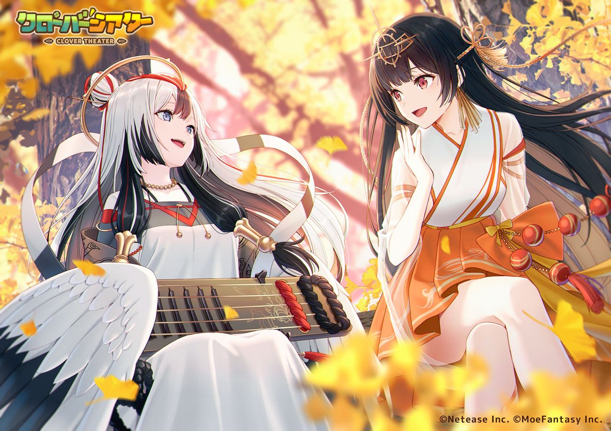 absurdly_long_hair, anzu_(clover_theater), black_hair, black_wings, bow, brown_hair, clover_theater, dress