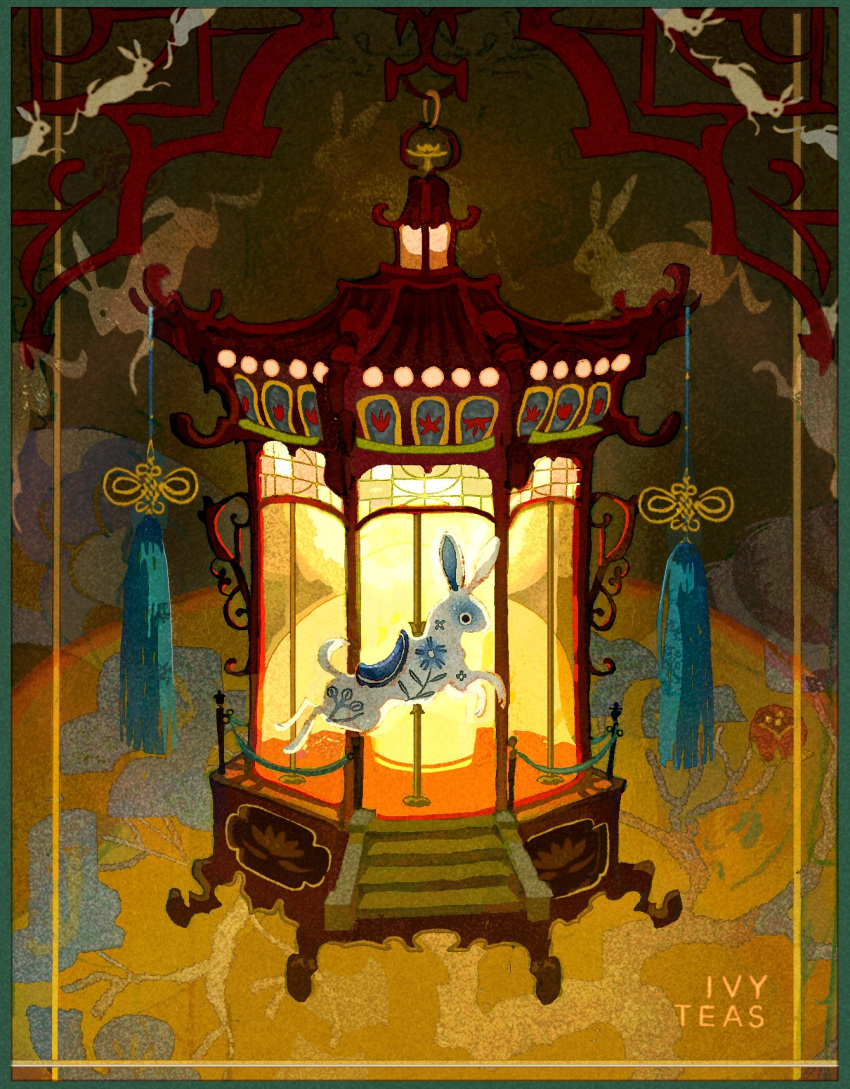 animal_focus, aqua_border, architecture, artist_name, border, carousel, chinese_knot, chinese_new_year