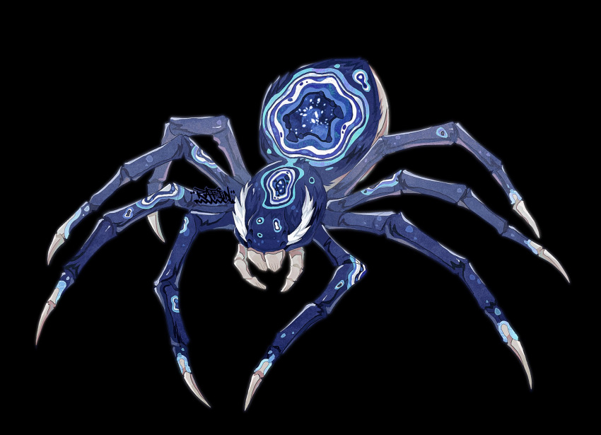 animal, animal_focus, artist_name, bairizuomeng, black_background, bug, full_body, highres, mandibles, multiple_legs, no_humans, original, simple_background, solo, spider
