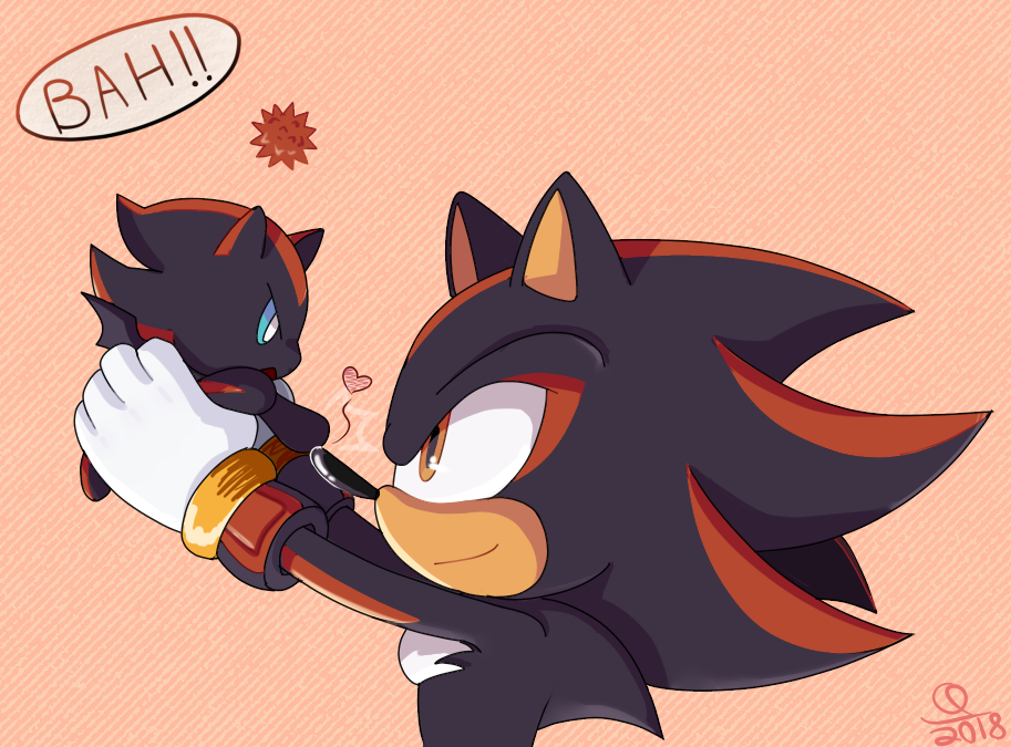 1boy, 2018, chao_(sonic), dark_chao, from_side, furry, furry_male, gloves