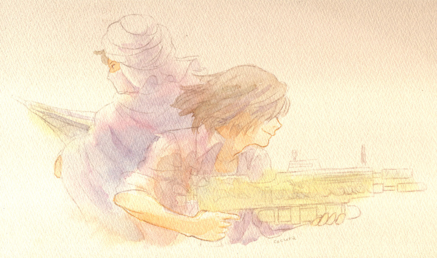 back-to-back, bad_id, brown_hair, cocura, crossover, final_fantasy, final_fantasy_ii, final_fantasy_viii