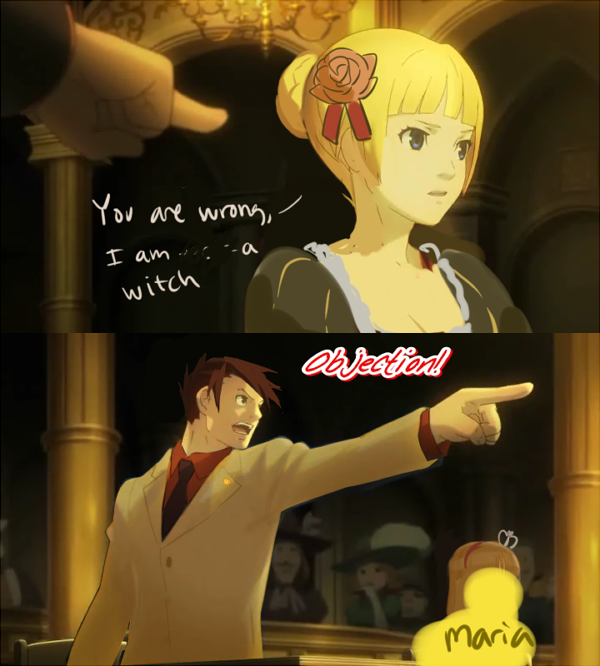 beatrice, character_request, comic, copyright_request, english, gyakuten_saiban, naruhodou_ryuuichi, objection