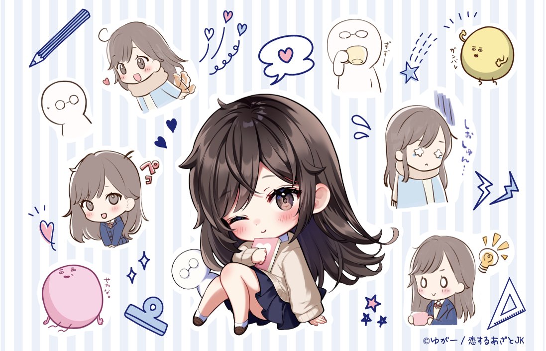 0_0, 1boy, 1girl, :>, :<, :d, ;), azato_jk_(yugaa)