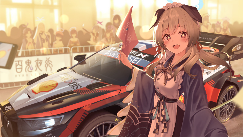 +_+, 6+girls, :d, absurdres, animal_ears, blue_archive, blue_halo, blush