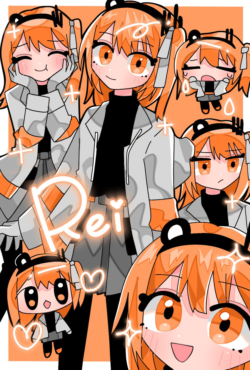 1girl, a.i._voice, adachi_rei, black_leggings, black_shirt, blush, character_name, chibi