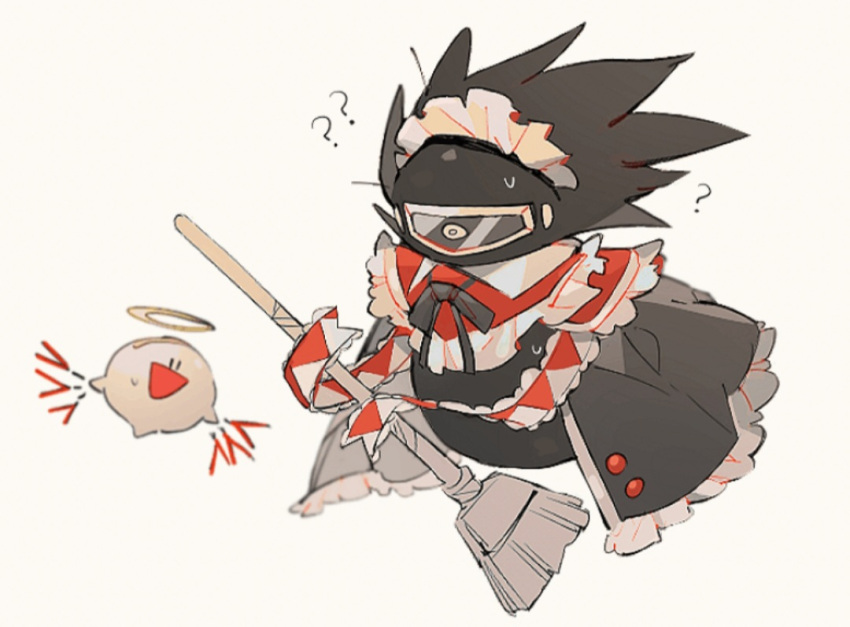 2others, ?, ??, alternate_costume, bandaid, bandaid_on_head, black_neckwear, d2k