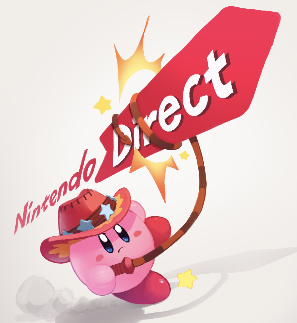 copyright_name, cowboy_hat, hat, hat_ornament, holding, holding_whip, kirby, kirby_(series)