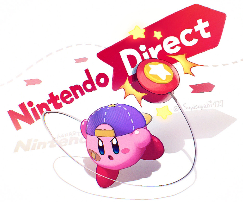 :o, bandaid, bandaid_on_face, baseball_cap, copyright_name, hat, kirby, kirby_(series)