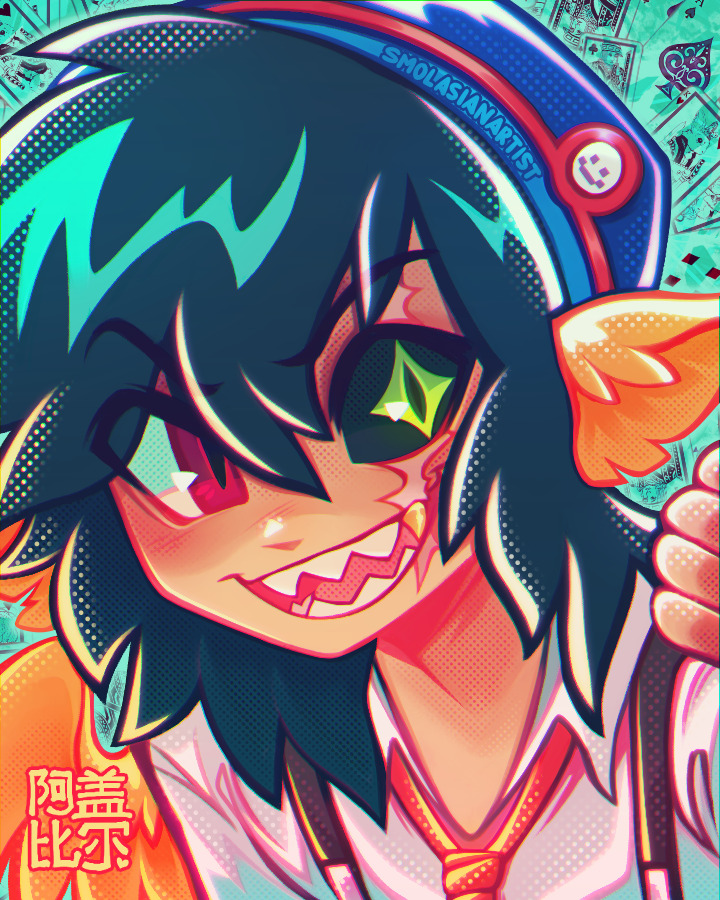 1boy, beanie, bird_boy, bird_wings, black_hair, card, dream_smp, duck_boy