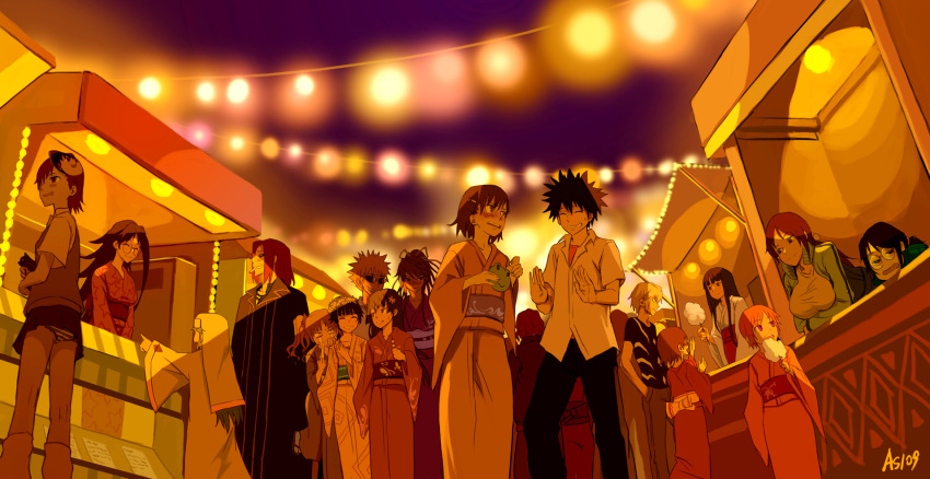 ahoge, as109, blush, bow, cigarette, cotton_candy, dango, festival