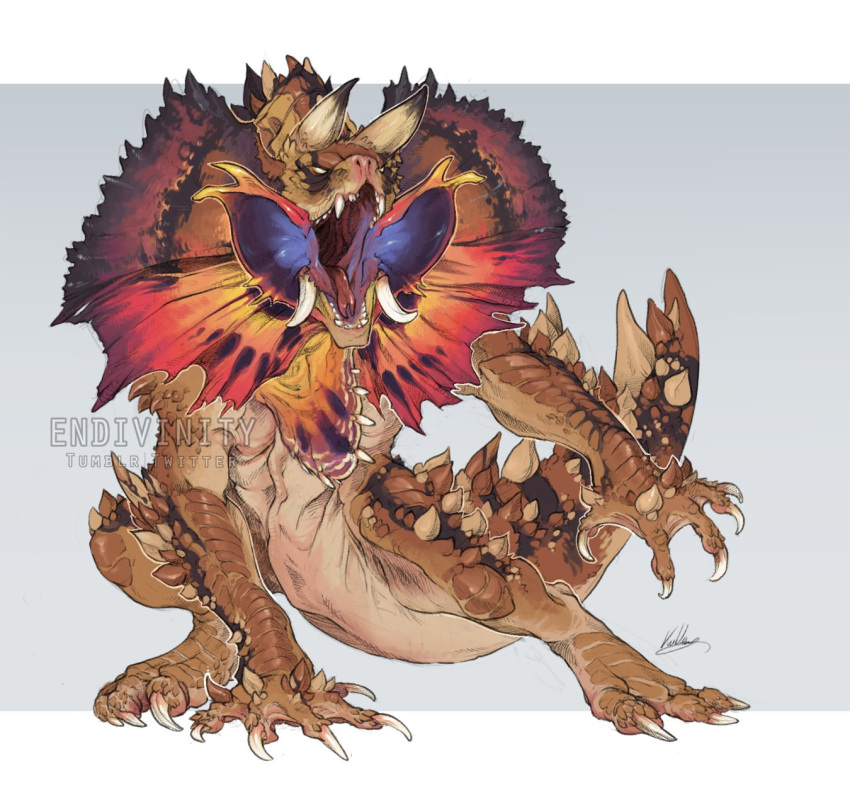 alternate_form, animal_focus, animal_frills, artist_name, claws, commentary, deathclaw, endivinity