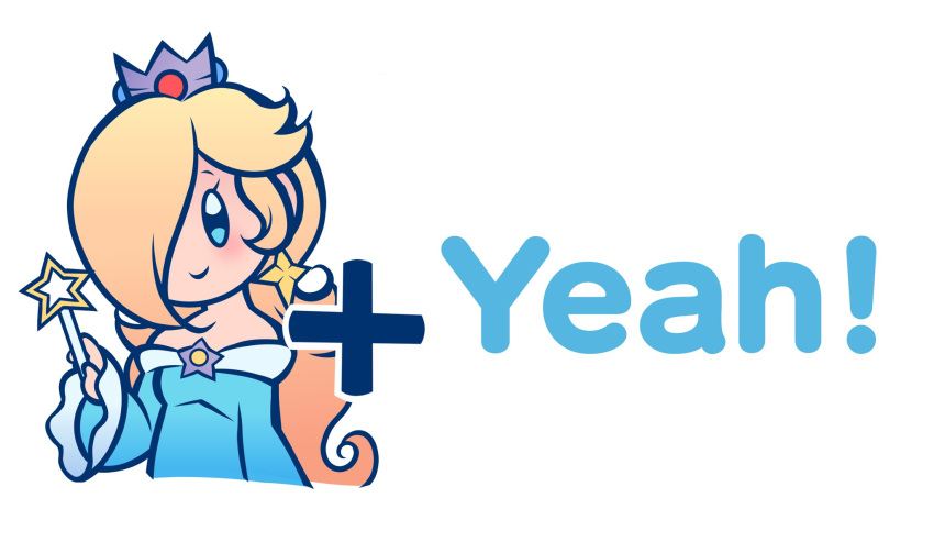 1girl, bare_shoulders, blonde_hair, blue_dress, blue_eyes, brooch, closed_mouth, crown