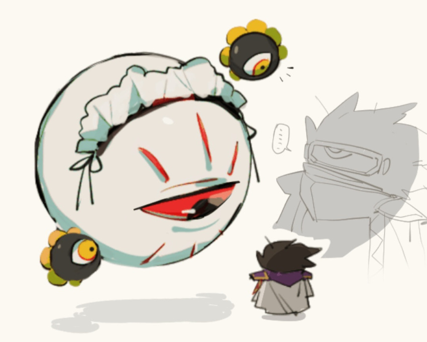 ...., 4others, cape, d2k, dark_matter, dark_matter_blade, kirby_(series), maid_headdress, one-eyed, orb, pauldrons, shadow, shoulder_armor, simple_background, white_background, zero_(kirby)