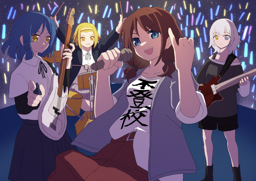 absurdres, audience, bang_dream!, bang_dream!_it's_mygo!!!!!, bass_guitar, black_footwear, black_jacket, black_ribbon