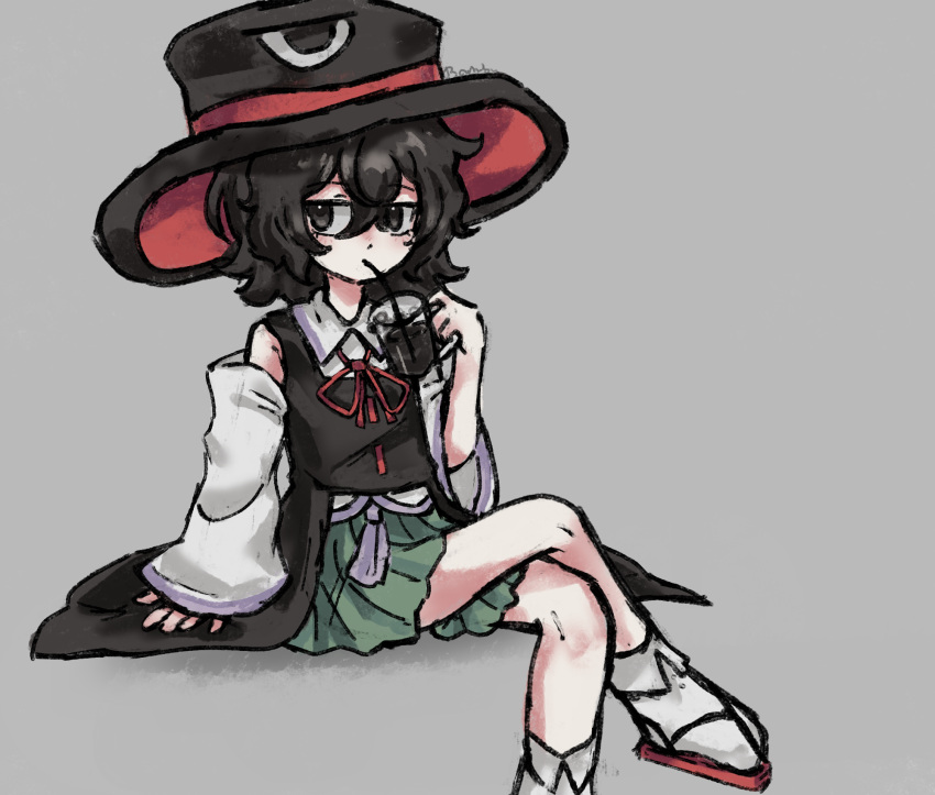 1other, androgynous, bambuuusia, black_eyes, black_hair, black_vest, collar, collared_socks