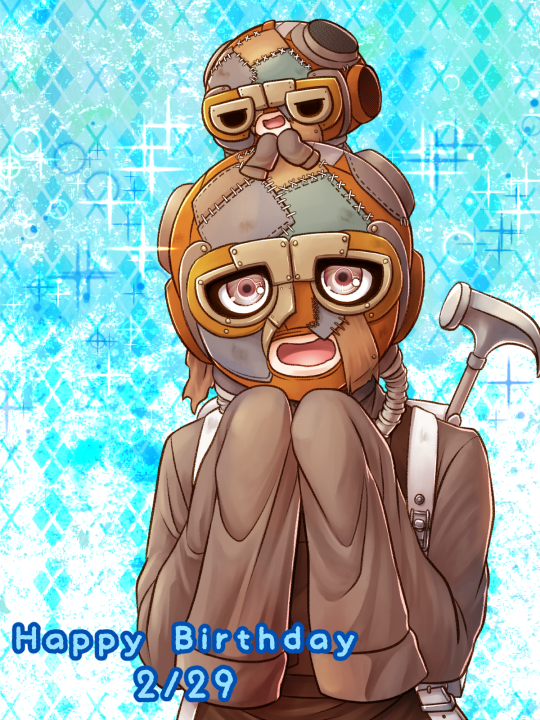 2boys, argyle_background, backpack, bag, black_eyes, blue_background, brown_eyes, brown_shirt