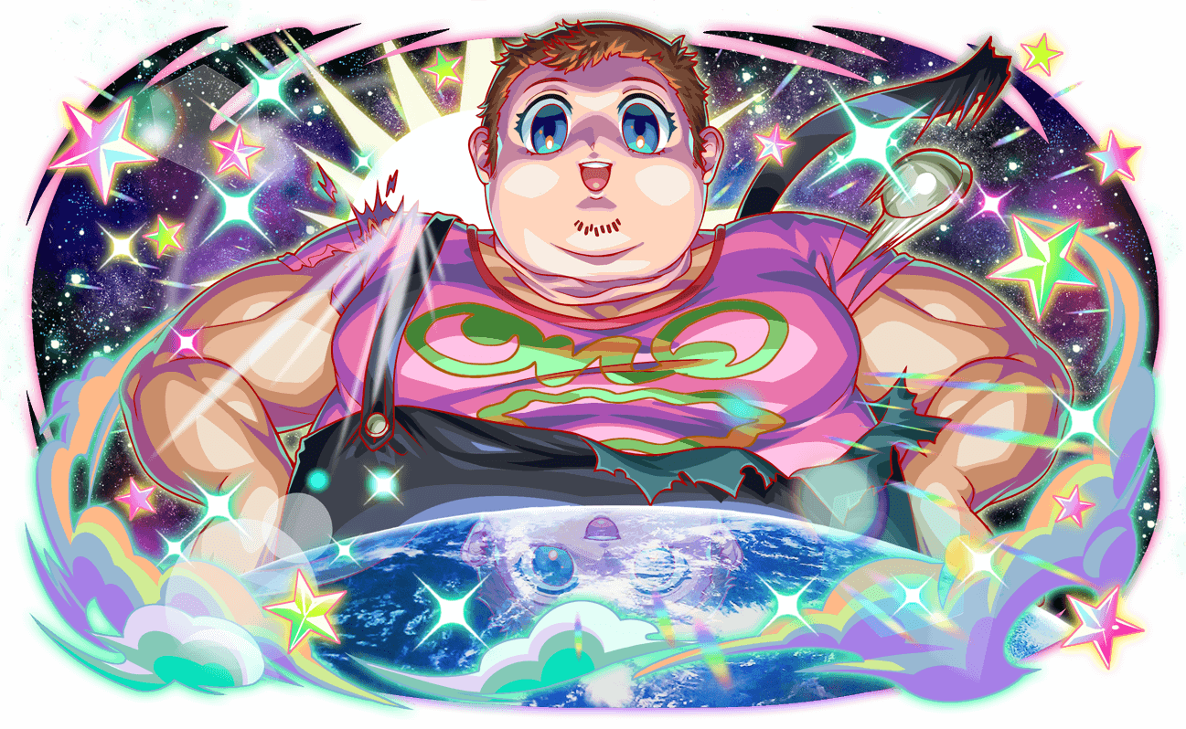 1boy, :d, aqua_eyes, artist_request, beard_stubble, black_overalls, blue_clouds, cel_shading