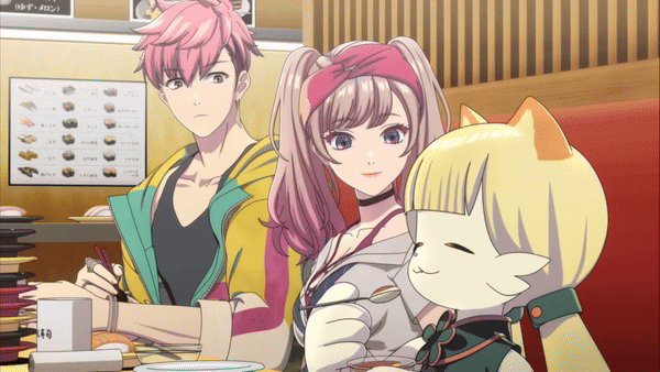 animal_ears, animated_gif, black_tank_top, blonde_hair, d_cide_traumerei, mouri_rena, oda_ryuuhei, pink_eyes