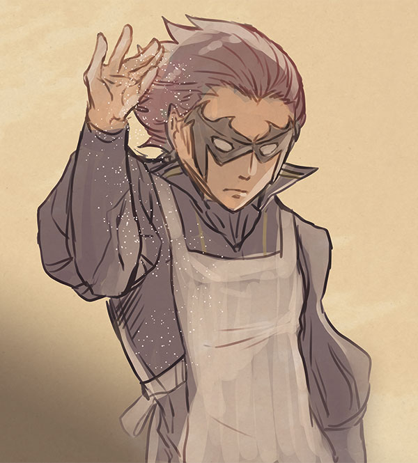 1boy, apron, armor, black_armor, closed_mouth, fire_emblem, fire_emblem_awakening, gerome_(fire_emblem)