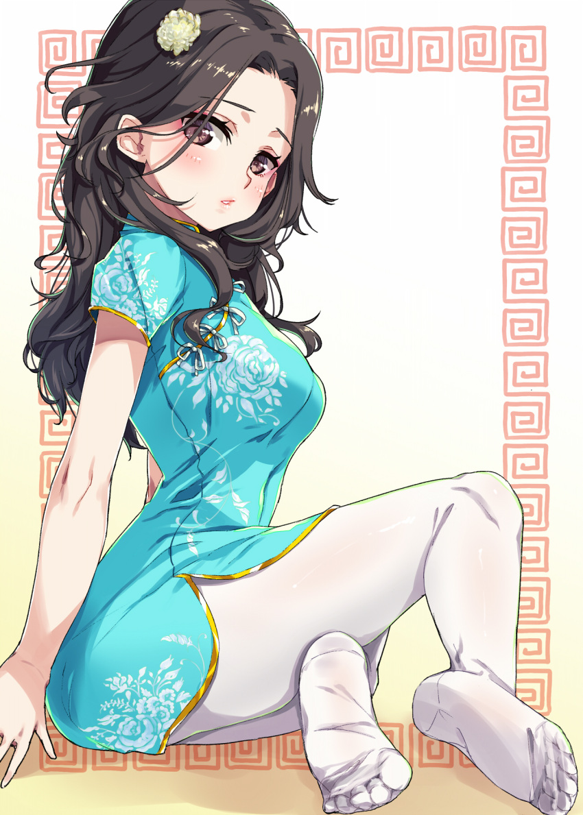 1girl, 22/7, china_dress, chinese_clothes, dress, grey_eyes, grey_hair, highres