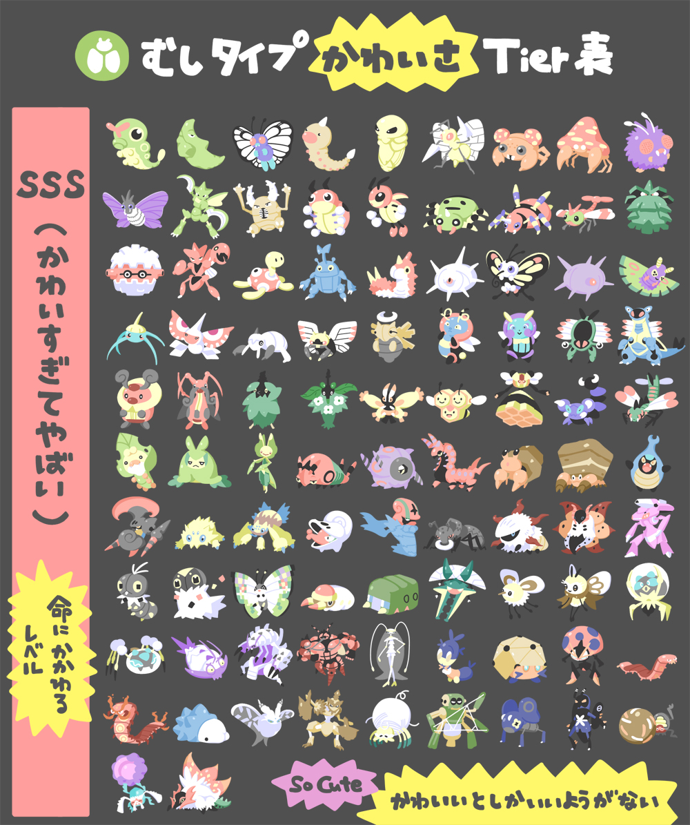 6+others, accelgor, anorith, araquanid, ariados, armaldo, beautifly, beedrill