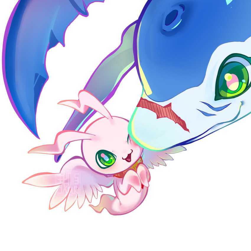 angel, blue_skin, close-up, colored_skin, digimon, digimon_(creature), dolphin, fins