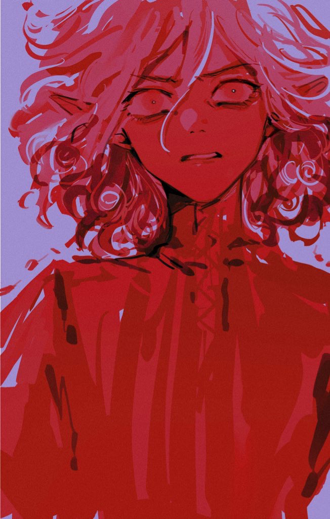 1boy, angry, clenched_teeth, constricted_pupils, dungeon_meshi, elf, long_sleeves, looking_at_viewer