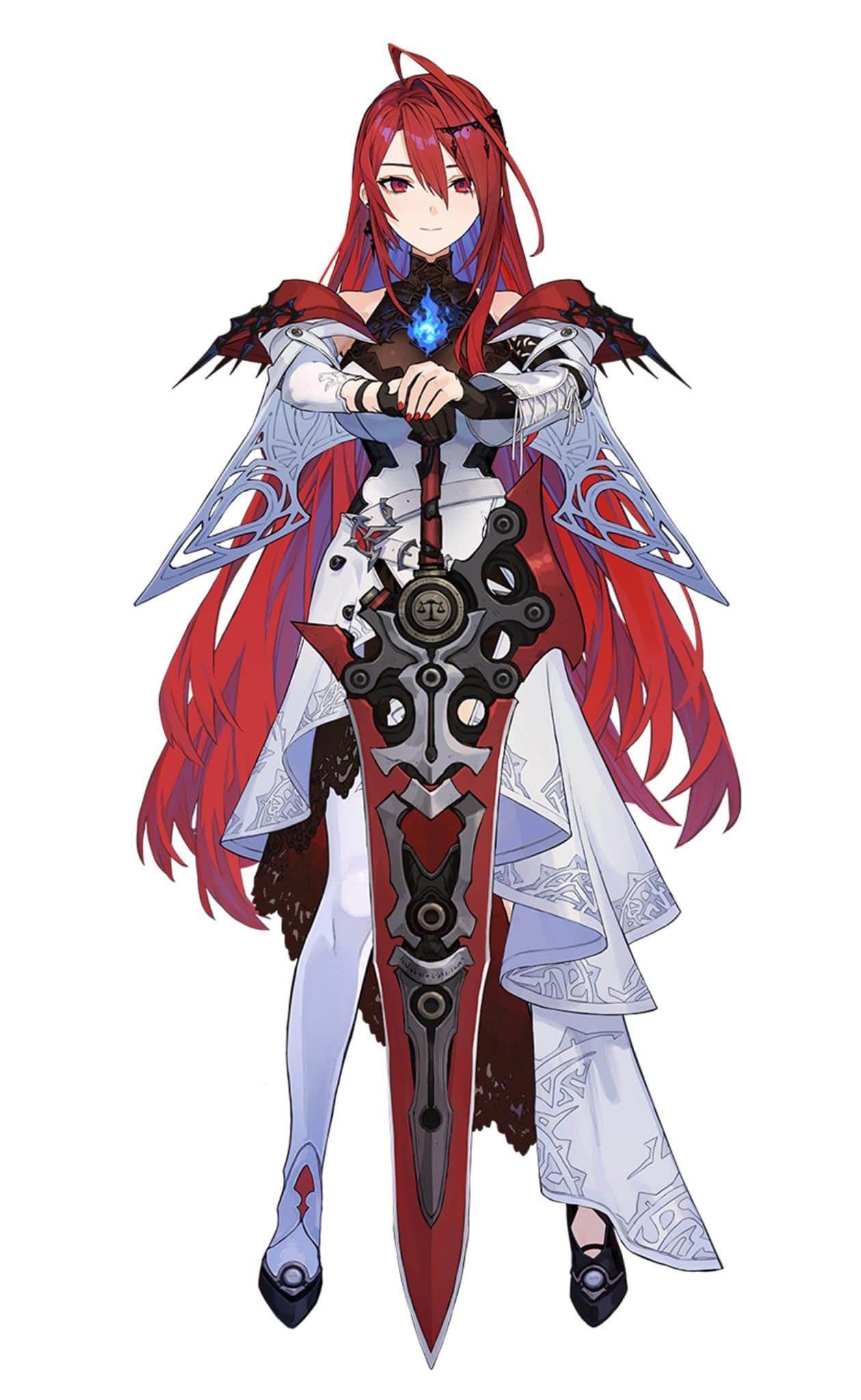 1girl, ahoge, armor, armored_dress, elesis_sieghart, full_body, grand_chase, highres