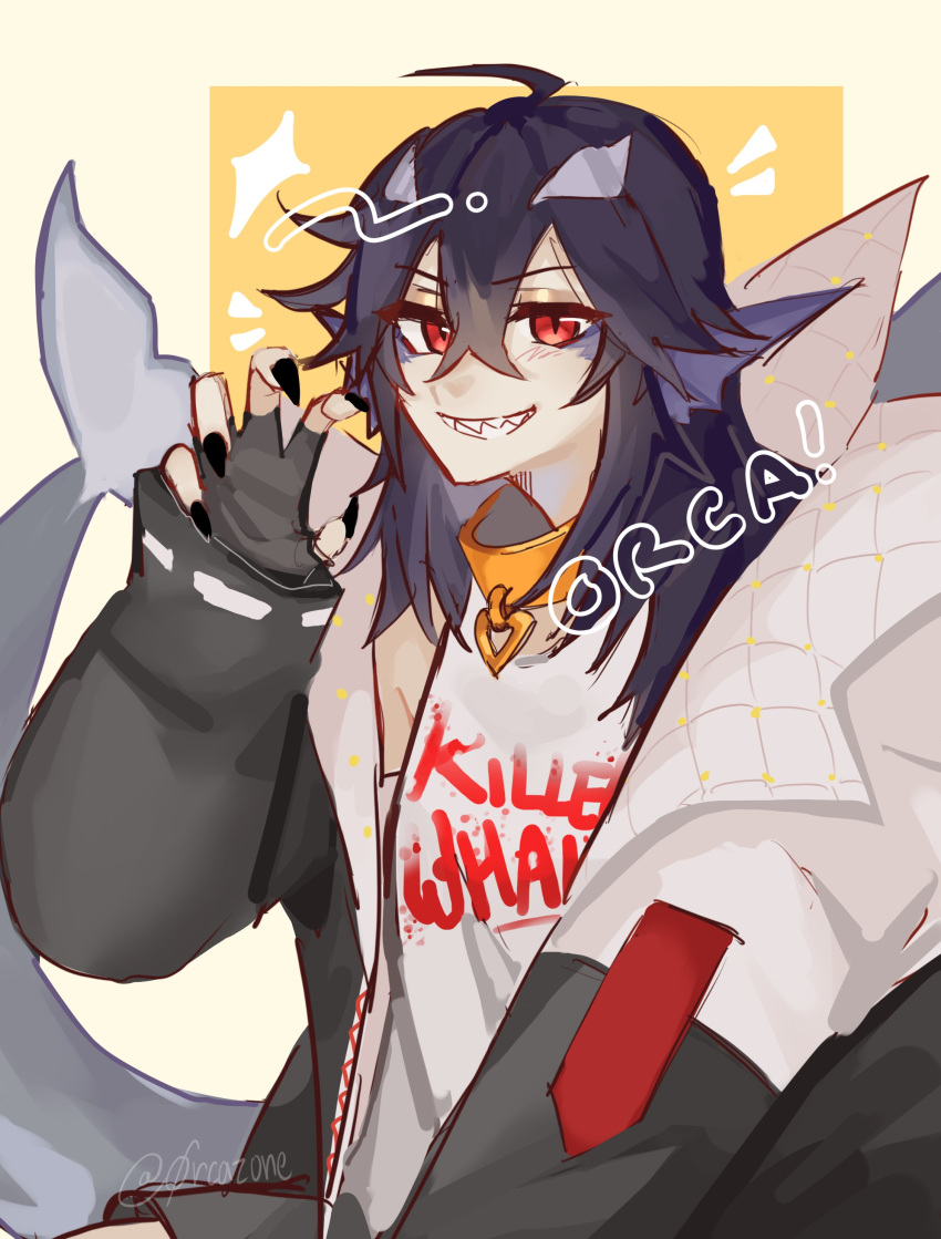 0rcazone, 1girl, absurdres, ahoge, animal_ears, artist_self-insert, black_hair, black_jacket