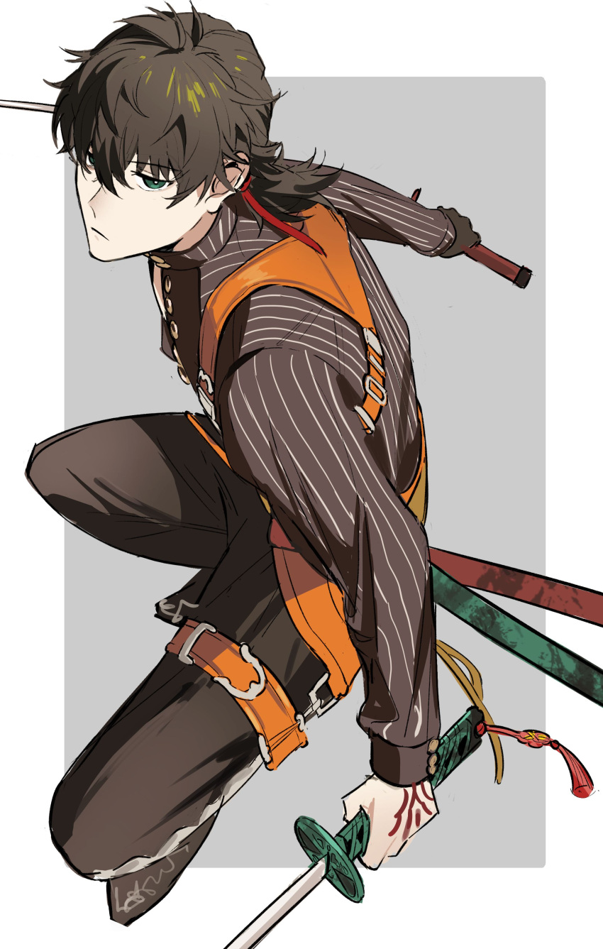 1boy, absurdres, black_hair, blue_eyes, border, command_spell, fate/grand_order, fate/samurai_remnant