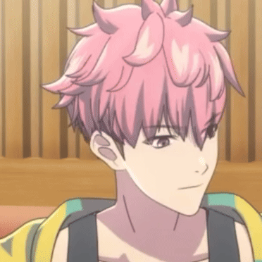 1boy, animated_gif, d_cide_traumerei, earring, oda_ryuuhei, pink_eyes, pink_hair, smirk