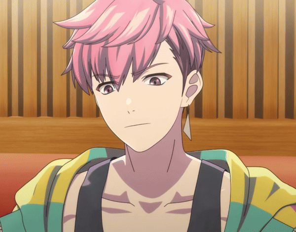 1boy, animated_gif, d_cide_traumerei, earring, eating, oda_ryuuhei, pink_eyes, pink_hair