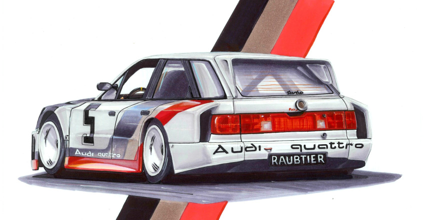 artist_name, audi, audi_90_quattro_imsa_gto, car, from_behind, highres, imsa_gt_championship, motor_vehicle