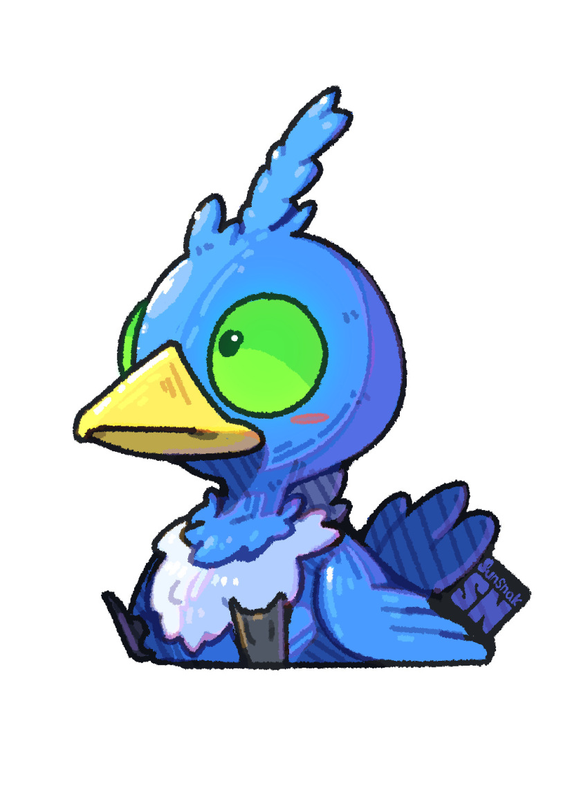animal_focus, bird, blue_feathers, cramorant, green_eyes, pokemon, pokemon_(creature), sitting