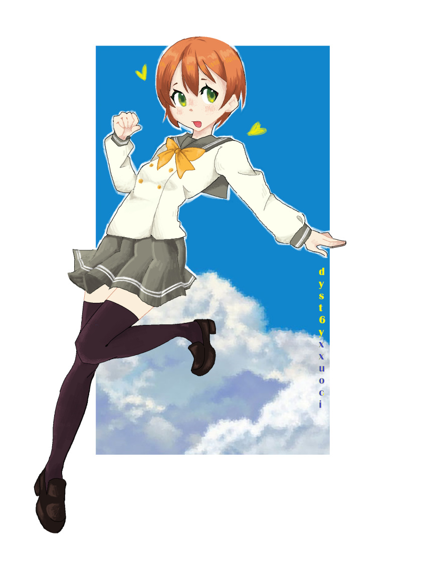 1girl, absurdres, green_eyes, highres, hoshizora_rin, looking_at_viewer, love_live!, love_live!_school_idol_project, love_live!_sunshine!!, odinnathdsath, open_mouth, orange_hair, otonokizaka_school_uniform, school_uniform, short_hair, smile