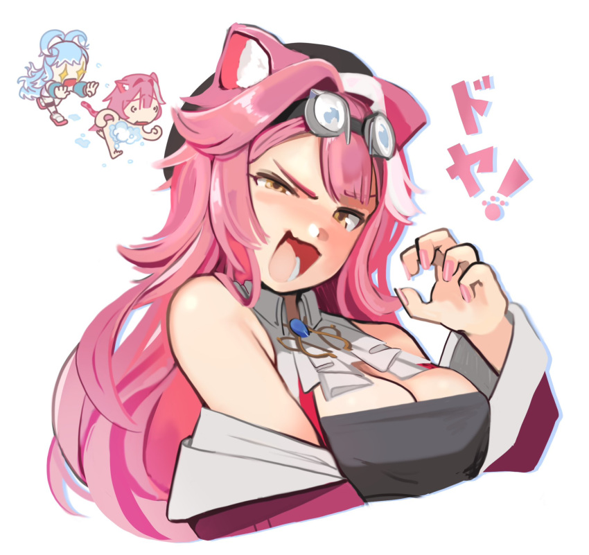 2girls, beret, black_hat, hat, highres, hololive, hololive_english, hololive_indonesia