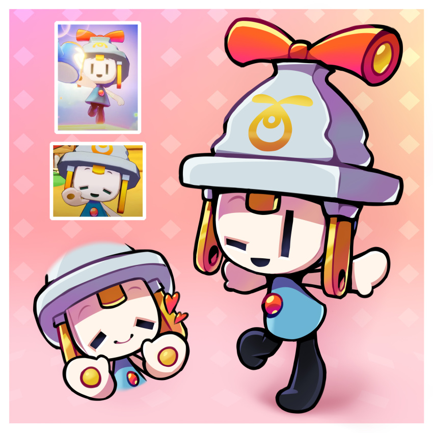 1girl, ;d, absurdres, blue_dress, border, bow, brooch, closed_eyes