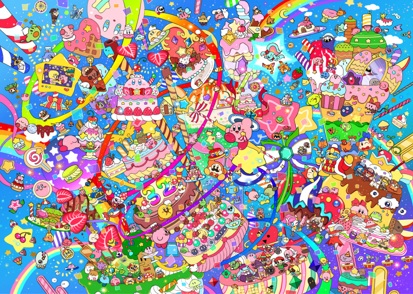 6+boys, 6+girls, 6+others, adeleine, anniversary, bandana, bandana_waddle_dee, black_hair