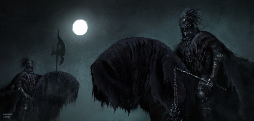 2boys, absurdres, armor, black_armor, black_cape, blood, blood_on_clothes, cape