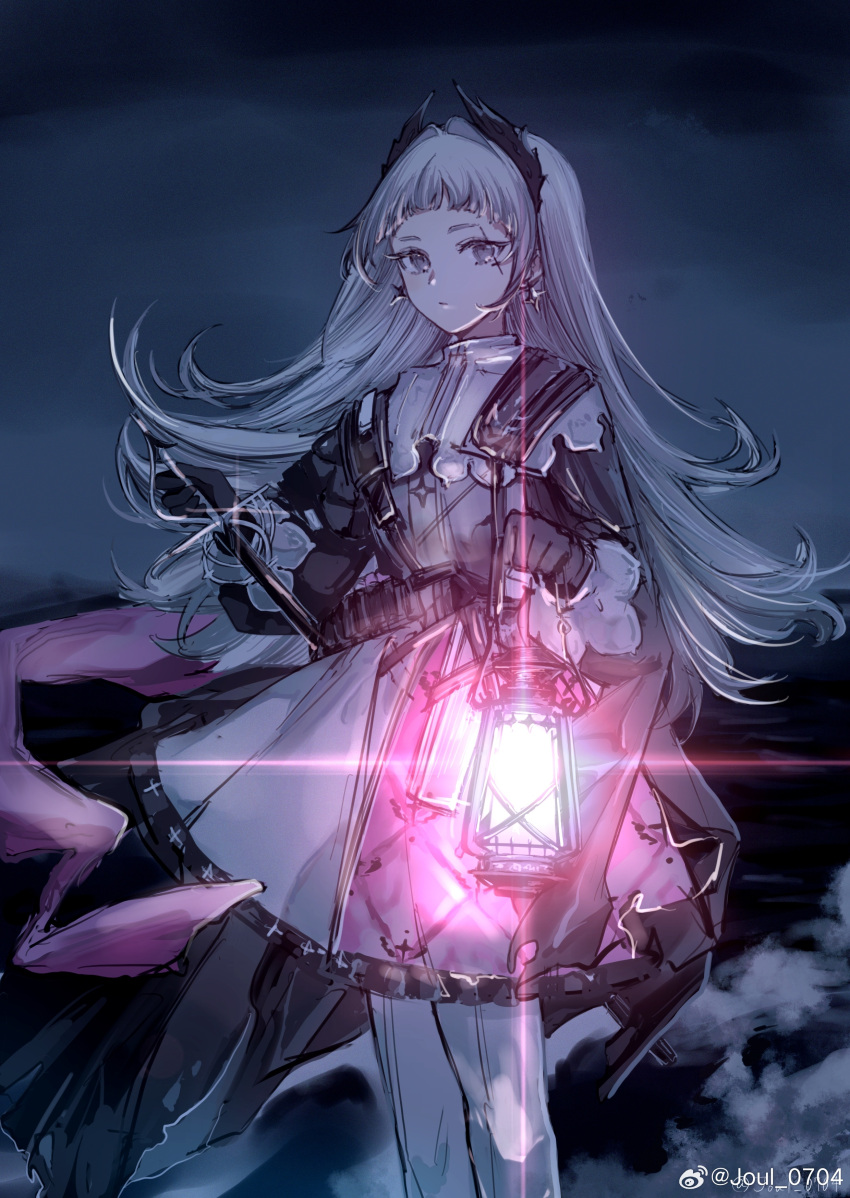 1girl, absurdres, arknights, bandolier, black_gloves, black_shirt, capelet, chinese_commentary