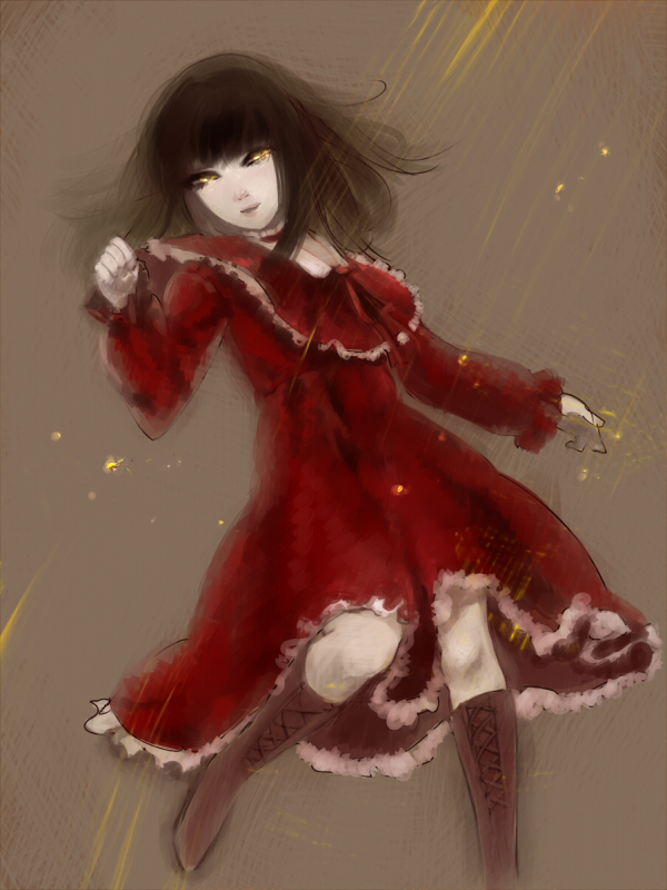 boots, dress, fatal_frame, fatal_frame_4, ghost, gray_parrot, haibara_ayako, hime_cut